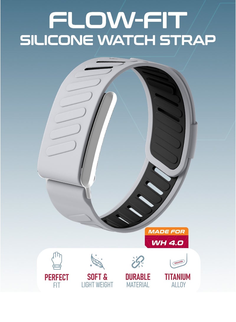 Moxedo Moxedo Flow-Fit Silicone Strap Compatible with WHOOP 4.0  Adjustable Replacement Band for Men & Women Lightweight, Sweatproof, Skin-Friendly, Secure Fit, Waterproof Sports Loop ( Grey/Black)  - Image 2