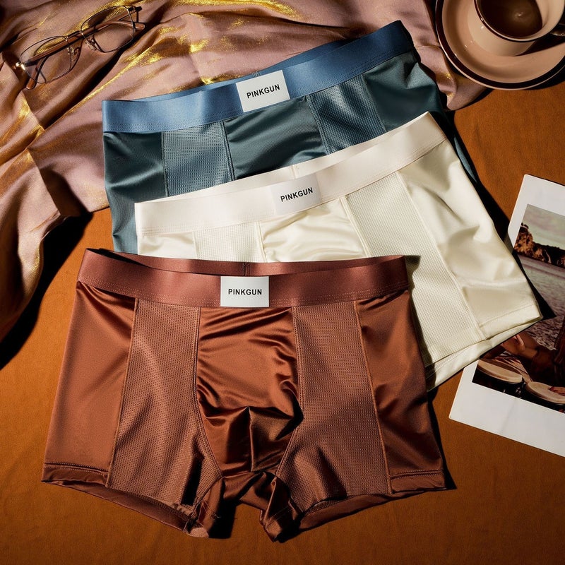 Light Luxury Satin Men'S Underwear, Men'S Ice Silk Breathable Mesh High-End Summer Comfortable Boxer Briefs With A Cool Feel - Image 2