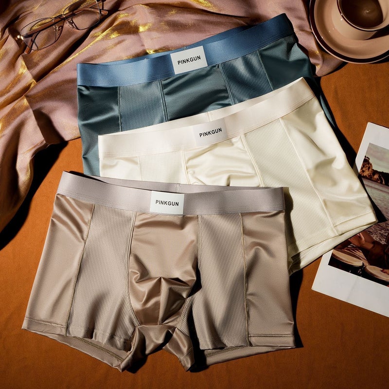 Light Luxury Satin Men'S Underwear, Men'S Ice Silk Breathable Mesh High-End Summer Comfortable Boxer Briefs With A Cool Feel - Image 3