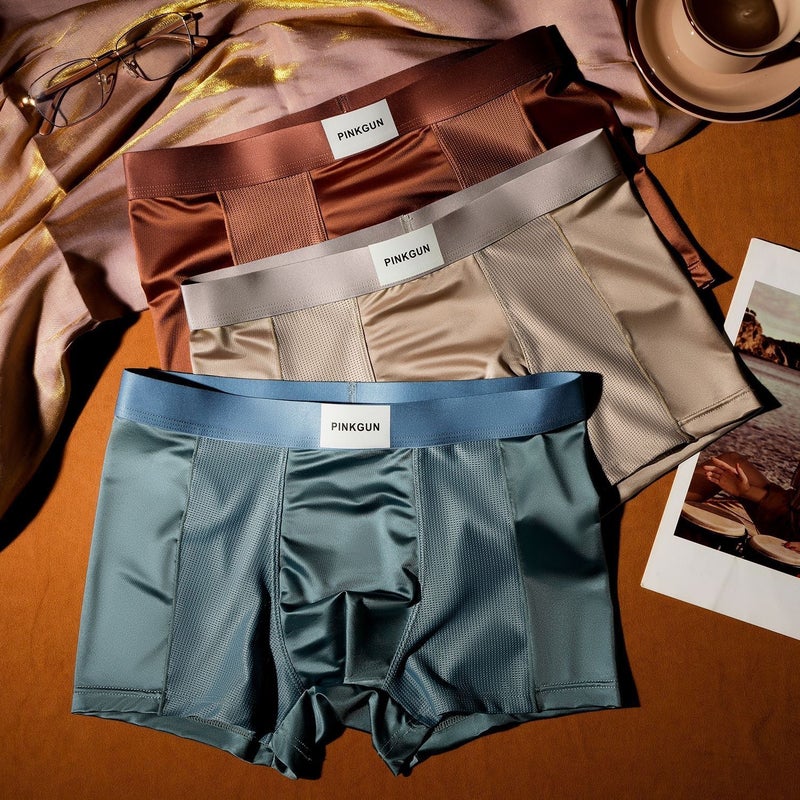 Light Luxury Satin Men'S Underwear, Men'S Ice Silk Breathable Mesh High-End Summer Comfortable Boxer Briefs With A Cool Feel - Image 4