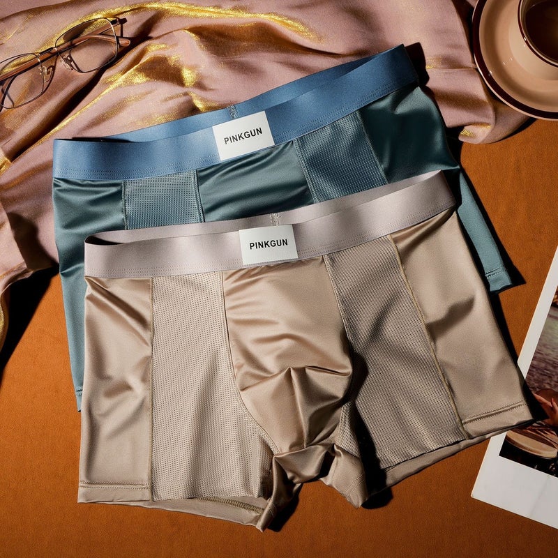 Light Luxury Satin Men'S Underwear, Men'S Ice Silk Breathable Mesh High-End Summer Comfortable Boxer Briefs With A Cool Feel - Image 5
