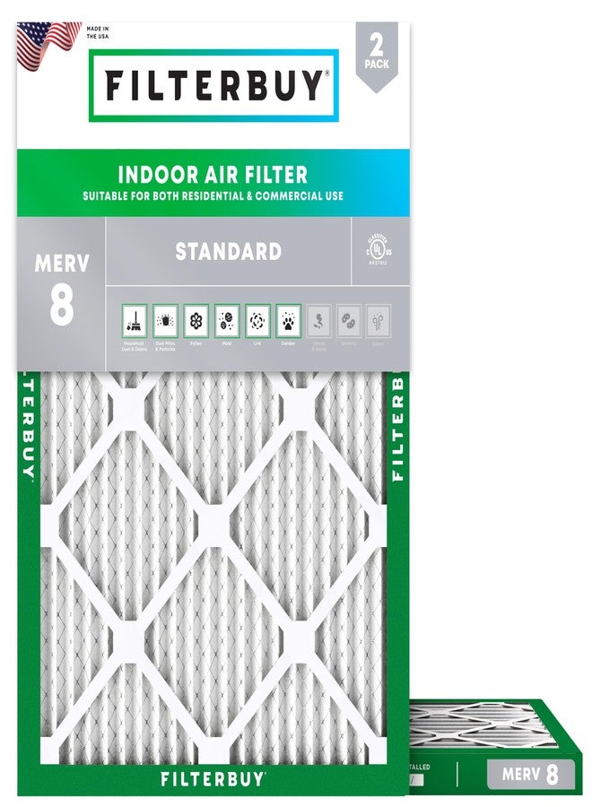 Filterbuy 16.25x21x1 Air Filter MERV 8 Essential Dust & Allergy Defense (2-Pack), Electrostatic Pleated HVAC AC Furnace Filters Replacement (Actual Size: 16.25 x 21.00 x 0.75) - Image 1
