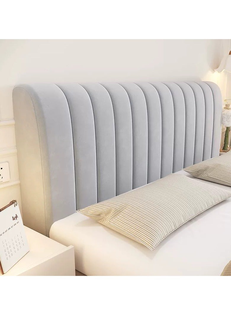 غطاء لوح رأس السرير المخملي (رمادي فاتح، طول لوح الرأس ١٨٠ سم)