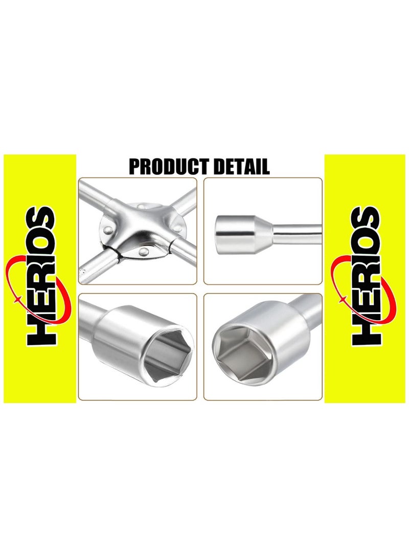 هيريوس مفتاح ربط متقاطع للإطارات بأربعة اتجاهات، سطح مرآة مصقول من الفولاذ، مفتاح ربط عالمي محمول 17×19×21×23 مم لإصلاح إطارات السيارة، أدوات السيارة، مفتاح ربط متقاطع سريع، مفتاح ربط صدمات - Image 3
