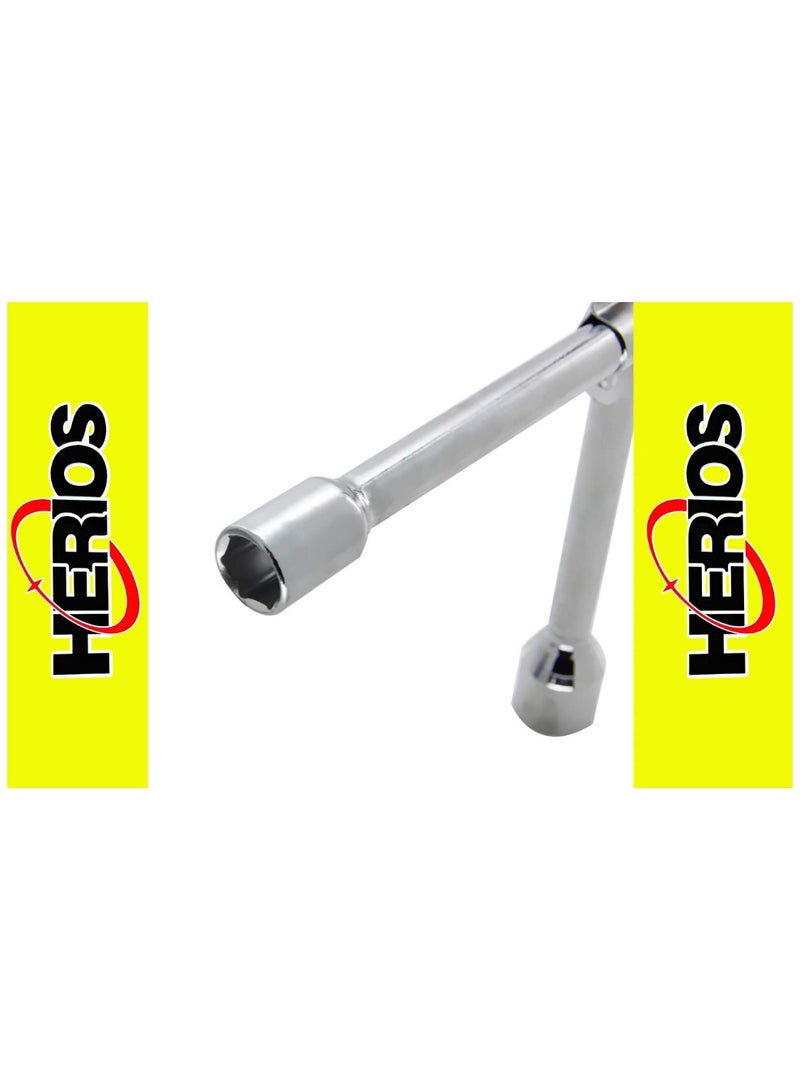 هيريوس مفتاح ربط متقاطع للإطارات بأربعة اتجاهات، سطح مرآة مصقول من الفولاذ، مفتاح ربط عالمي محمول 17×19×21×23 مم لإصلاح إطارات السيارة، أدوات السيارة، مفتاح ربط متقاطع سريع، مفتاح ربط صدمات - Image 5