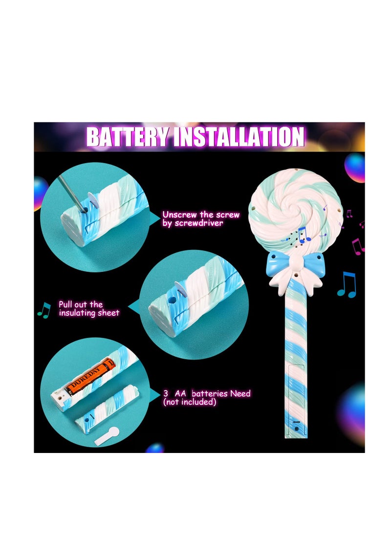 KASTWAVE قطعتان من عصا المصاصة الدوارة المضيئة، عصا الأميرة LED مقاس 12 بوصة، عصا الأميرة اللامعة المضيئة، مناسبة للعب التظاهري، جائزة الكرنفال (وردي، أزرق)  - Image 3