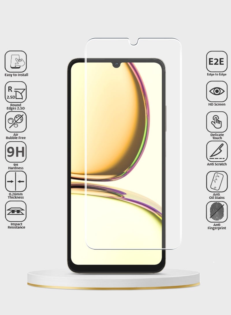 Wtech Realme C53 4G 2023 Premium Series Curved Edges 9H 2.5D Tempered Glass Screen Protector (MSG9CN) - Clear - Image 2