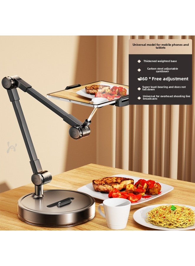 Mobile Phone Stand For Overhead Shooting Special Stand Desktop Live Shooting Food Recording Video Learning Network Class Unpacking Vlog Stand-Color:[tablet Clip] Extra Heavy BaseSuper Stable Load-bearing720°AdjustableUniversal For Live Broadcast/video/overhead Shooting  - Image 1