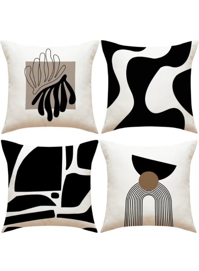 4-Pack Modern Cushion Covers 18x18 Inch (45x45cm) - Throw Pillow Covers for Living Room Sofa, Couch and Bed, Stylish Upgrade