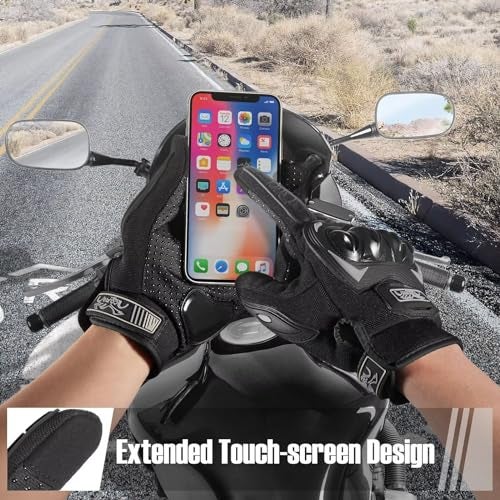 COFIT Motorcycle Gloves for Men and Women, Full Finger Touchscreen Motorbike Gloves for BMX ATV MTB Riding, Road Racing, Cycling, Climbing, Motocross - Black L - Image 3