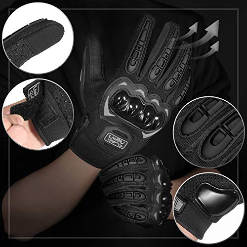 COFIT Motorcycle Gloves for Men and Women, Full Finger Touchscreen Motorbike Gloves for BMX ATV MTB Riding, Road Racing, Cycling, Climbing, Motocross - Black L - Image 2