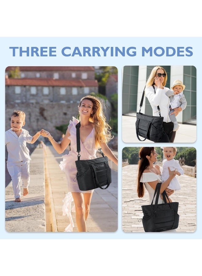 موممور mommore Diaper Bag Tote with Stroller Organizer Puffer Bag Large Capacity Baby Bag with Changing Pad for Travel, Hospital - Image 2