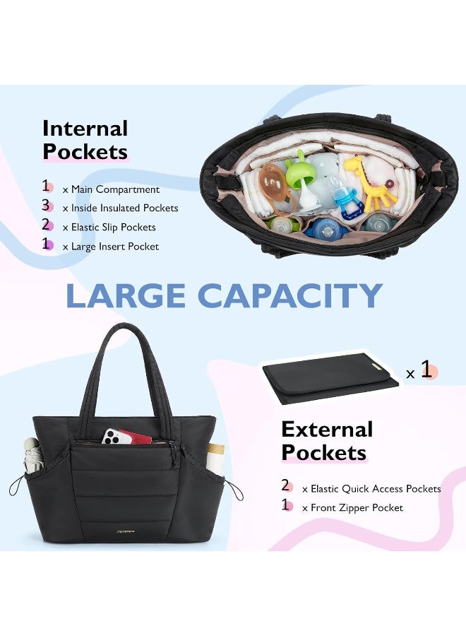 موممور mommore Diaper Bag Tote with Stroller Organizer Puffer Bag Large Capacity Baby Bag with Changing Pad for Travel, Hospital - Image 3