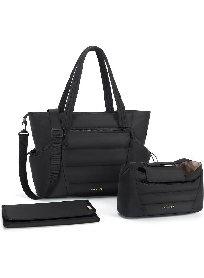 موممور mommore Diaper Bag Tote with Stroller Organizer Puffer Bag Large Capacity Baby Bag with Changing Pad for Travel, Hospital - Image 1