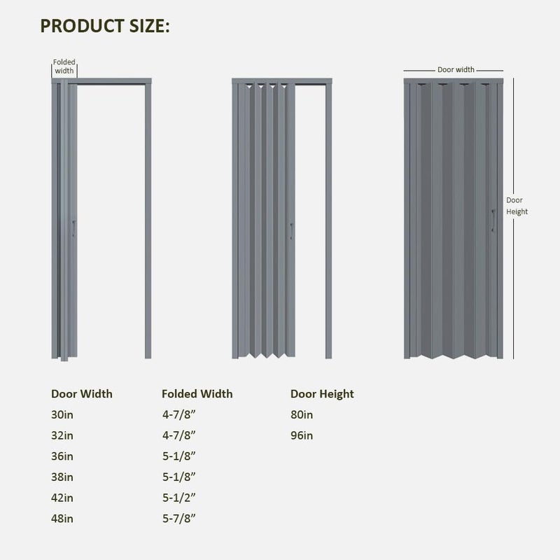 DIYHD 36X80in Interior Accordion Door for Closet & Doorway, Space Saving Foldable Closet Door, No Bottom Track, Set with Double-Sided Handles & Lock, Indoor Use Only, Folded Width 5-1/8", Grey - Image 3
