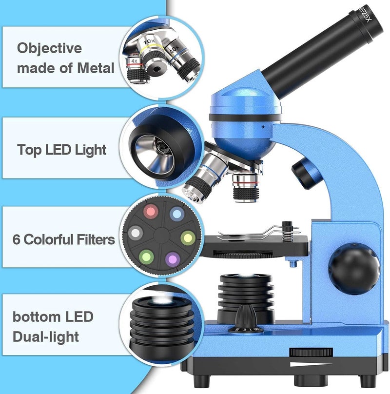 Emarth Microscope for Kids Beginners Children Student, 40X- 1000X Compound Microscopes with 52 pcs Educational Kits - Image 2