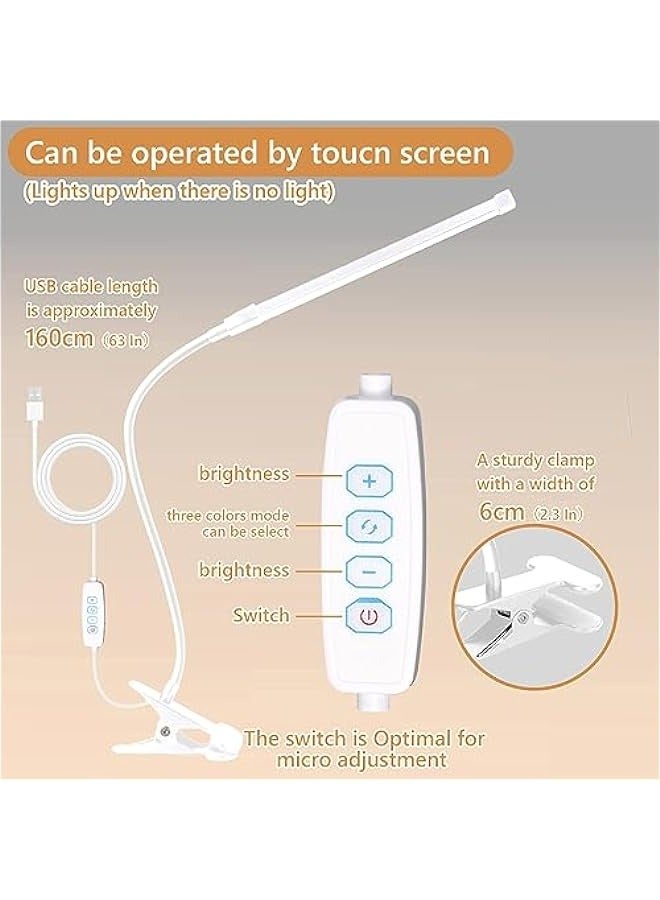 ميكسد مصباح مكتب LED مع مشبك، مصابيح بمشبك للعناية بالعين للمكتب المنزلي، 3 اوضاع و10 درجات للسطوع، عنق اوزة طويل مرن، معدن، مصابيح طاولة لمهام المهندس المعماري بذراع متارجح.. - Image 4