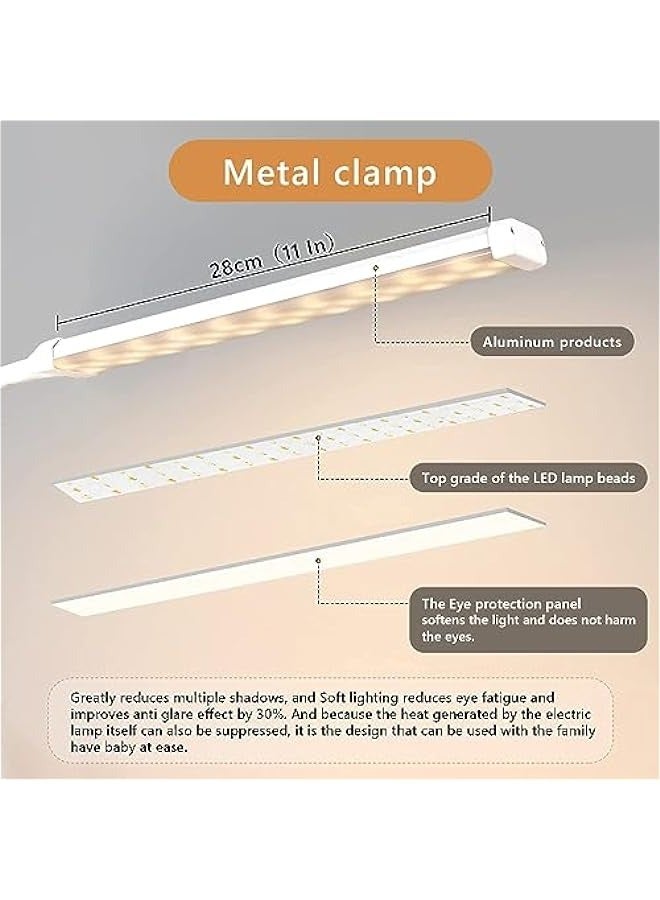 ميكسد مصباح مكتب LED مع مشبك، مصابيح بمشبك للعناية بالعين للمكتب المنزلي، 3 اوضاع و10 درجات للسطوع، عنق اوزة طويل مرن، معدن، مصابيح طاولة لمهام المهندس المعماري بذراع متارجح.. - Image 5