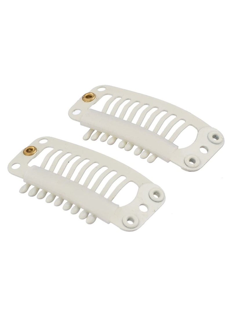 إستيل 100 قطعة على شكل حرف U مشابك إطباق معدنية إضافية لتمديد الشعر هيربيسي لتقوم بها بنفسك مشط خاطف مقاطع شعر مستعار مع مطاط أبيض 9 أسنان 6 ثقوب بيج - Image 1