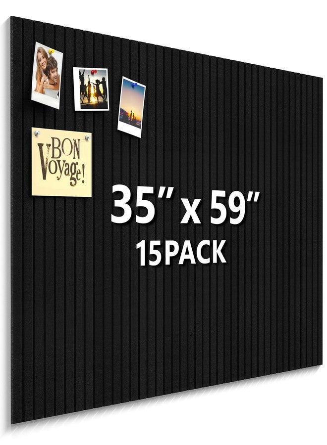Enayplon Black Felt Board 59" x 36", Large Cork Board for Wall, Felt Wall Tiles 15 Pack, Bulletin Boards for Office, Home, Wall Decor, Pin Boards for Walls - Image 1