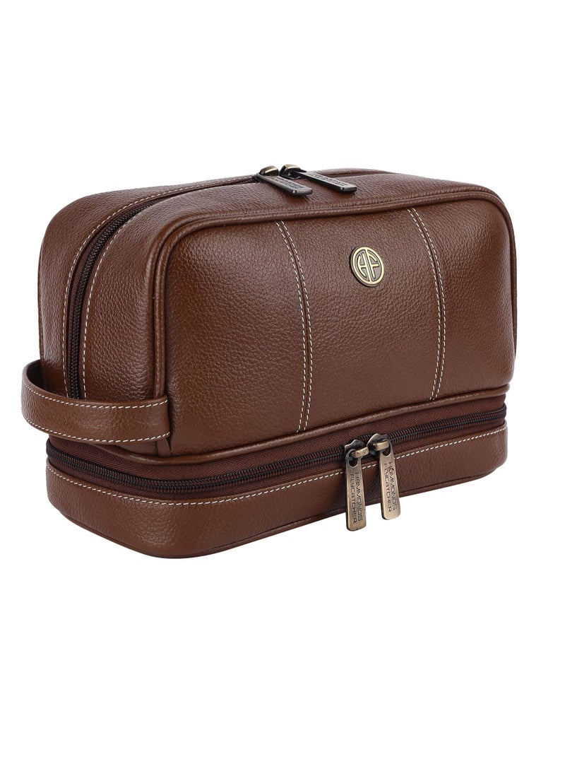  هاموندز فلاي كاتشر حقيبة أدوات زينة للرجال والنساء من الجلد الطبيعي للسفر والتنظيم مع جيوب متعددة - Image 1