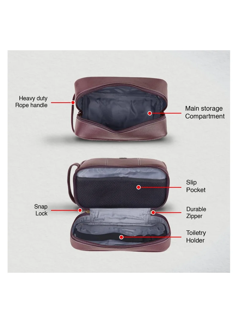 HAMMONDS FLYCATCHER Toiletry Bag For Men&amp;Women-Genuine Leather Travel Organizer Kit-Grooming Kit Organizer-With Multiple Compartments-Brushwood Travel Toiletry Bag For Shaving&amp;Toiletries,11 Cm | 1FDY