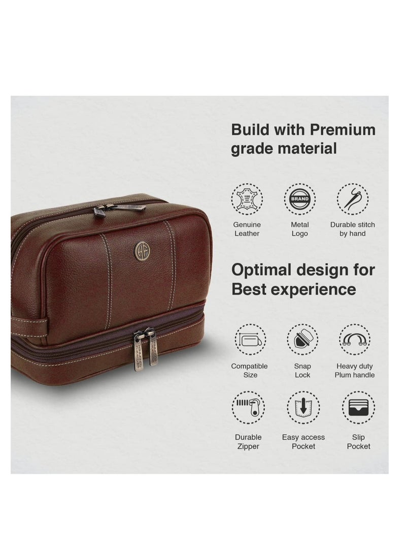  هاموندز فلاي كاتشر حقيبة أدوات زينة للرجال والنساء من الجلد الطبيعي للسفر والتنظيم مع جيوب متعددة - Image 3