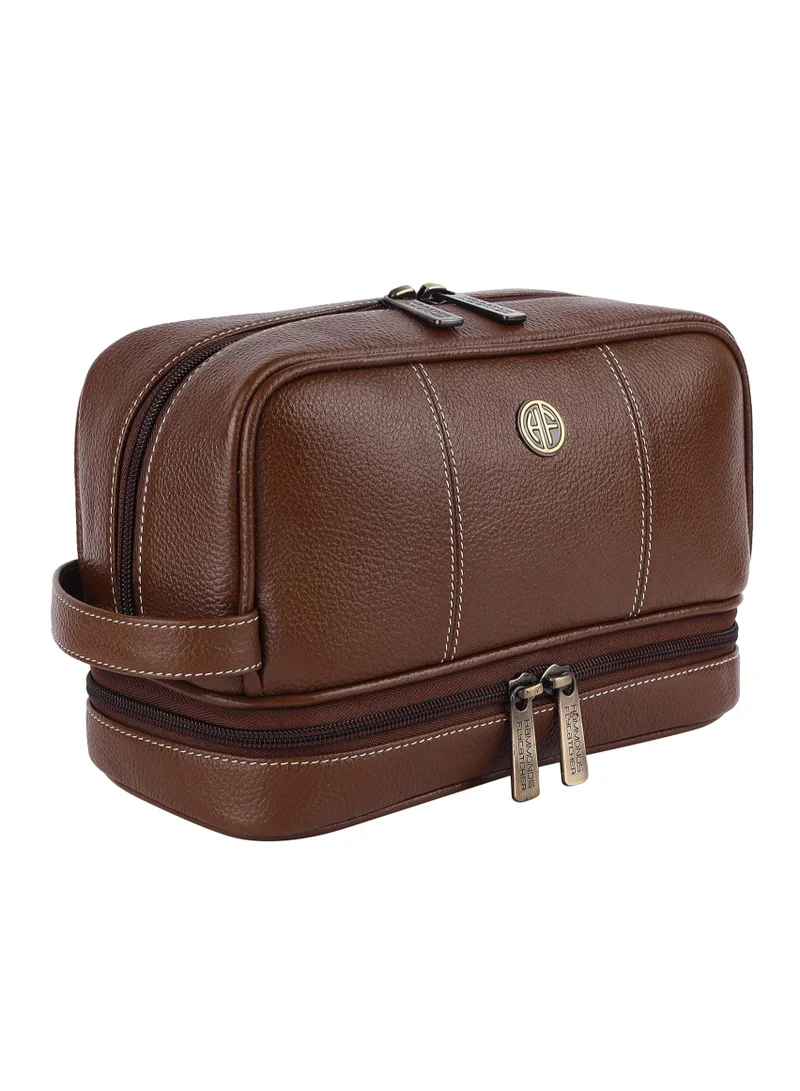 HAMMONDS FLYCATCHER Toiletry Bag For Men&amp;Women-Genuine Leather Travel Organizer Kit-Grooming Kit Organizer-With Multiple Compartments-Brushwood Travel Toiletry Bag For Shaving&amp;Toiletries,11 Cm | 1FDY