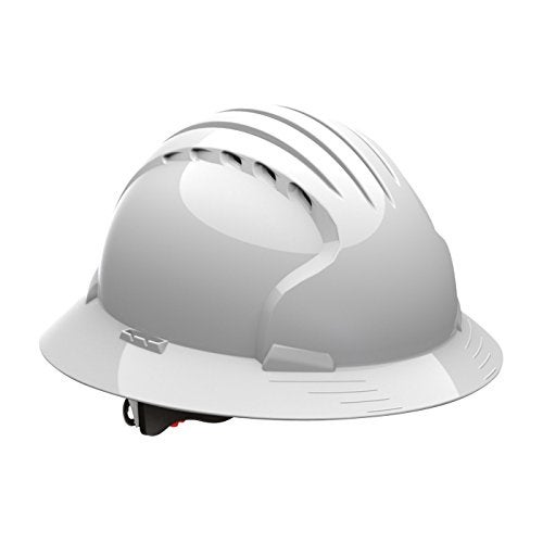 Evolution Deluxe 6161 280-EV6161-10V Full Brim Hard Hat with HDPE Shell, 6-Point Polyester Suspension and Wheel Ratchet Adjustment Vented, White - Image 1
