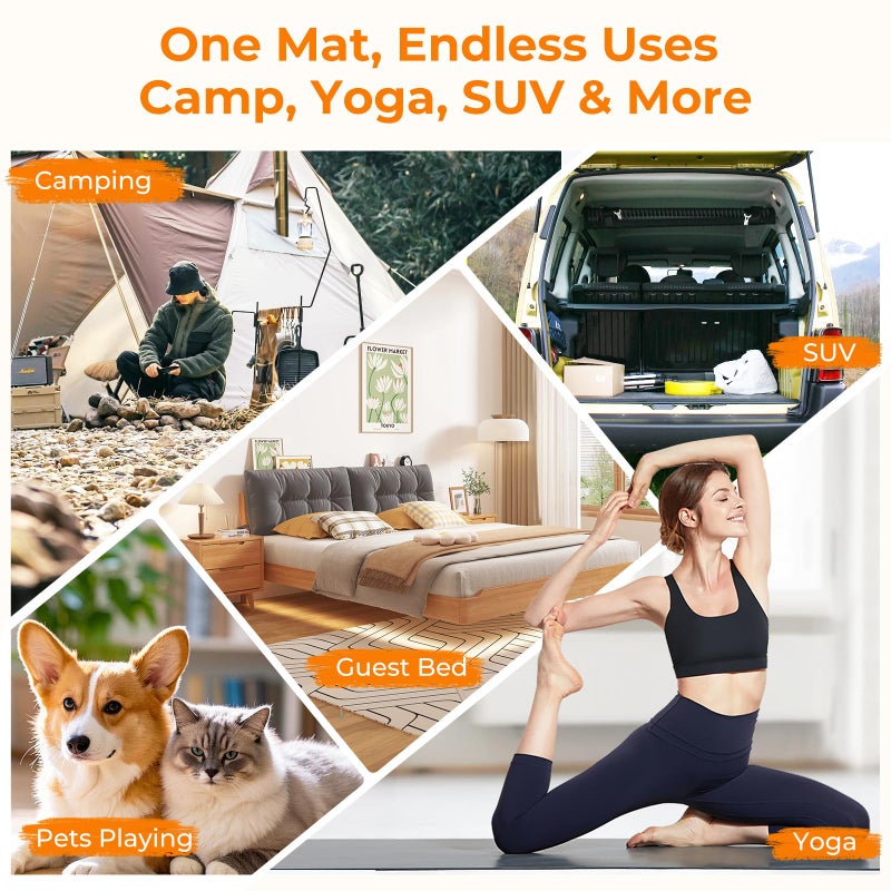 BDEUS Memory Foam Camping Mattress Pad 3inch Cot Size Waterproof Roll Up Bed Sleeping Mat for Adults Portable Roll Up Mattress for Travel Guest Floor Bed Cot Mattress for Car, Tent - Image 5
