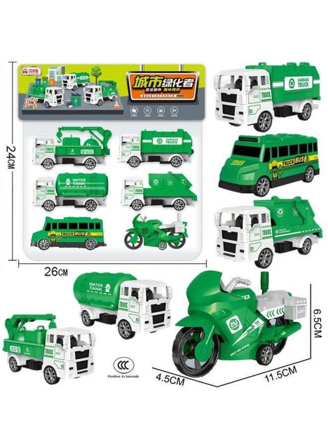 Children's Toy Car Card Bag Four Pack Inertia Fire Truck Engineering Vehicle Suit Stall Supply Small Gift-Color:54678 Hanging Bag  832-c24  - Image 1