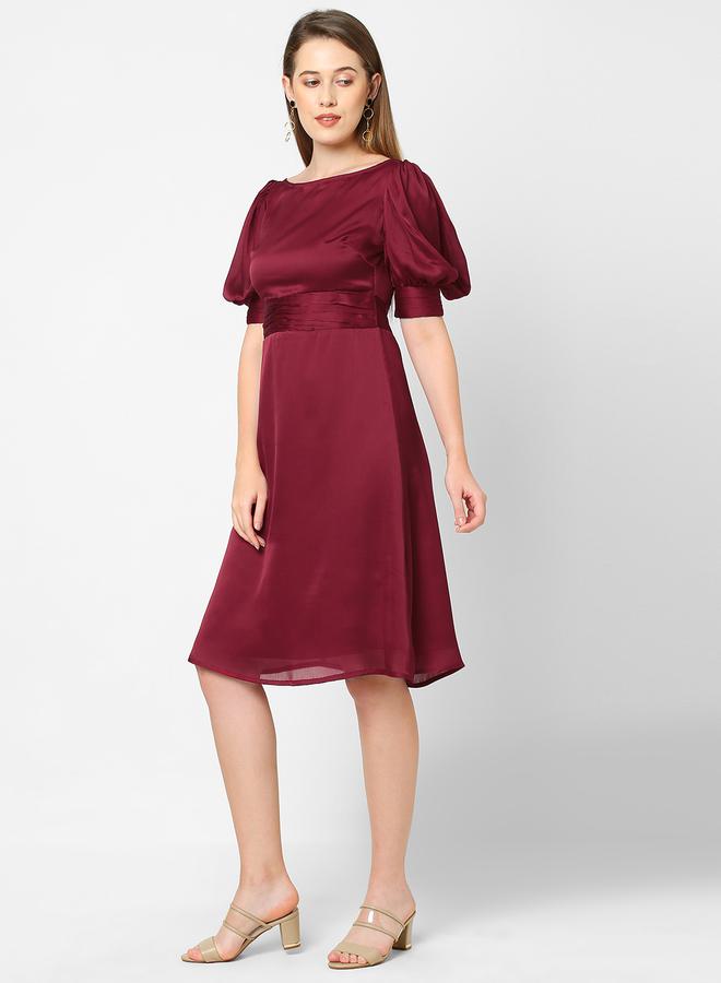 Mish Satin Puff-Sleeve Dress  - Image 2