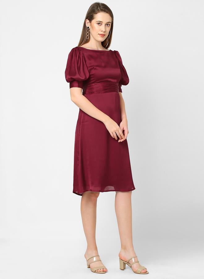 Mish Satin Puff-Sleeve Dress  - Image 3