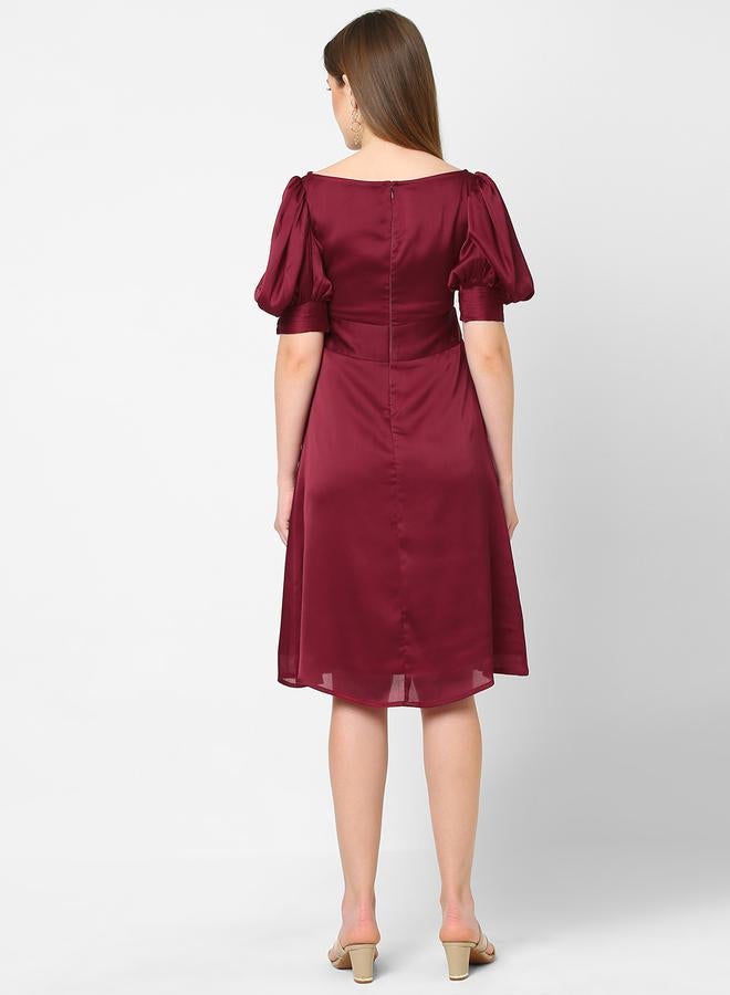 Mish Satin Puff-Sleeve Dress  - Image 4