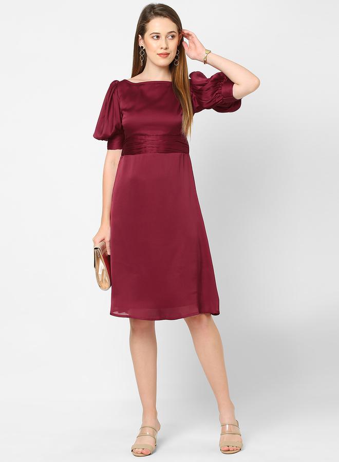 Mish Satin Puff-Sleeve Dress  - Image 1