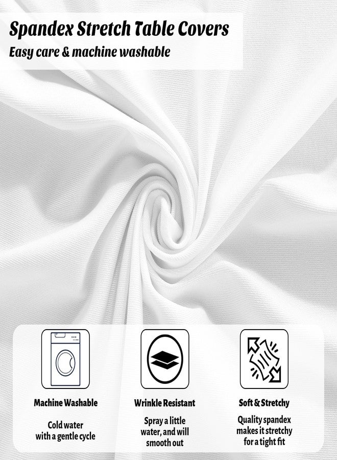 Kochorie 6 Pieces Cocktail Table Skirt Round Cocktail Table Covers 32 x 43 Inch Spandex Stretch High Top Table Cloth for Wedding Table Bar Banquet Party Supplies (White) - Image 4