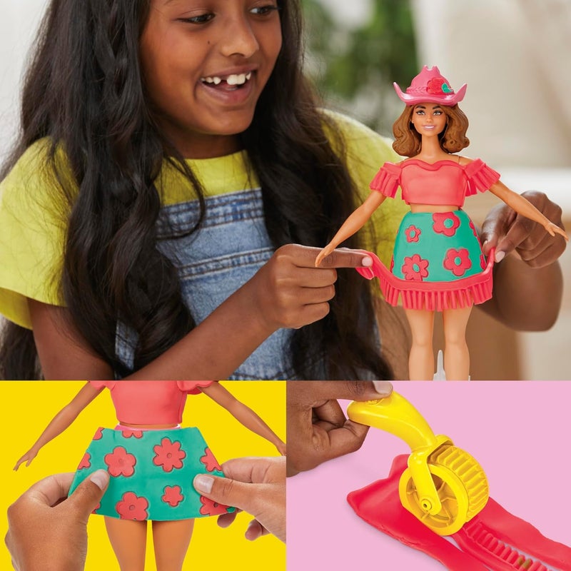 Play-Doh مجموعة باربي من بلاي دو مع الزهور والحواف، اصنع ملابس الدمى، ألعاب للبنات والأولاد 5+ - Image 4