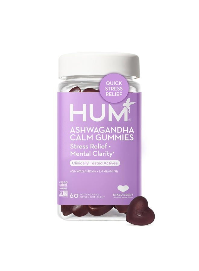 HUM Ashwagandha Calm- L-Theanine & Ashwagandha for Daily Relaxation & Mood Support - Mixed Berry Flavor (60-Count) - Image 1