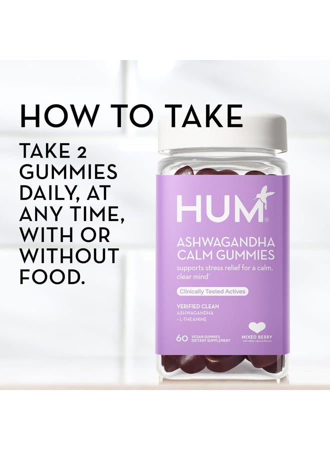 HUM Ashwagandha Calm- L-Theanine & Ashwagandha for Daily Relaxation & Mood Support - Mixed Berry Flavor (60-Count) - Image 4