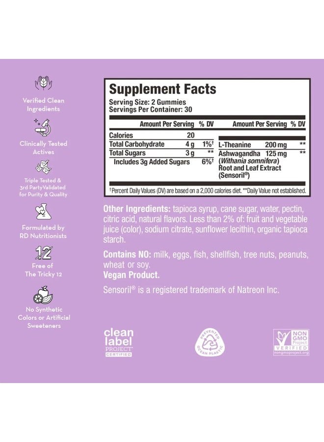 HUM Ashwagandha Calm- L-Theanine & Ashwagandha for Daily Relaxation & Mood Support - Mixed Berry Flavor (60-Count) - Image 2