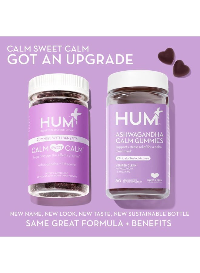 HUM Ashwagandha Calm- L-Theanine & Ashwagandha for Daily Relaxation & Mood Support - Mixed Berry Flavor (60-Count) - Image 3