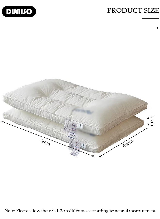DUNISO وسادة نوم قابلة للغسل مريحة وقابلة للتنفس لدعم الرقبة - 2 قطعة وسائد سرير بغطاء قطن، وسادة ناعمة ومليئة بالهواء، وسادة مريحة لتخفيف آلام الرقبة والرأس والكتف - Image 2