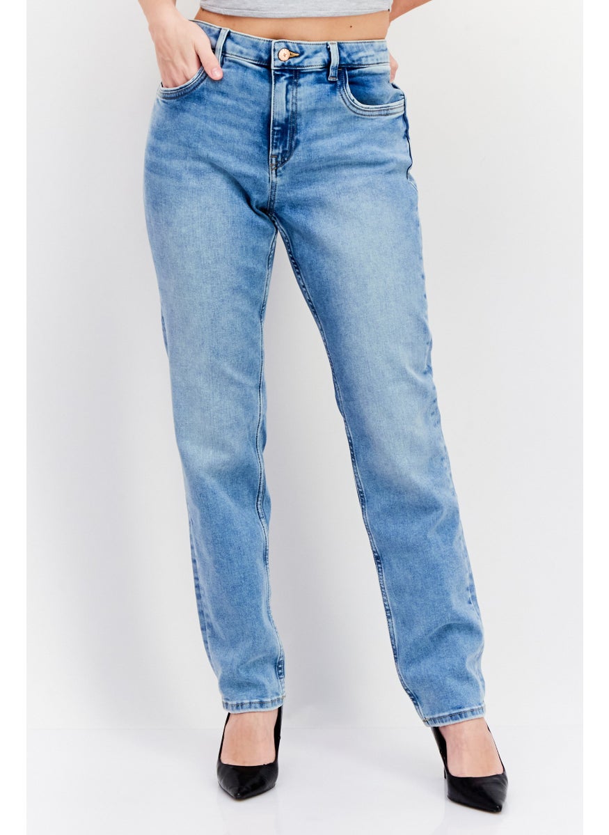 ESPRIT - Women Slim Fit Washed Stretchable Denim Jeans, Blue - Image 1