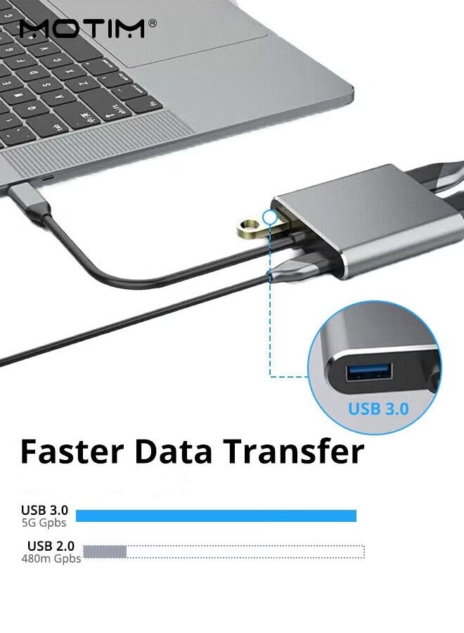 Motim 4 in 1 USB-C To VGA Hub, HDMI 4K Adapter VGA Cable Converter, HDMI, 3.0 USB and Type-C Adapter  - Image 4