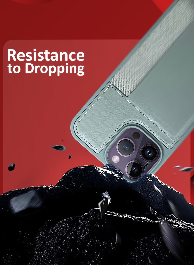 CATANES iPhone 14 Pro Max 2Packs Case Leather Antifingerprint Cover with Wallet Card Slot Shell, Side Insert Card Holder, Anti Fall Protection - Grey - Image 2