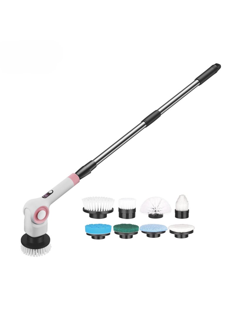 11-in-1 Electric Spin Scrubber – Rechargeable Cleaning Brush with LED Display, 3 Speeds, Long Telescopic Handle, Waterproof – Ideal for Bathroom, Kitchen, Tiles & Floors - Image 2
