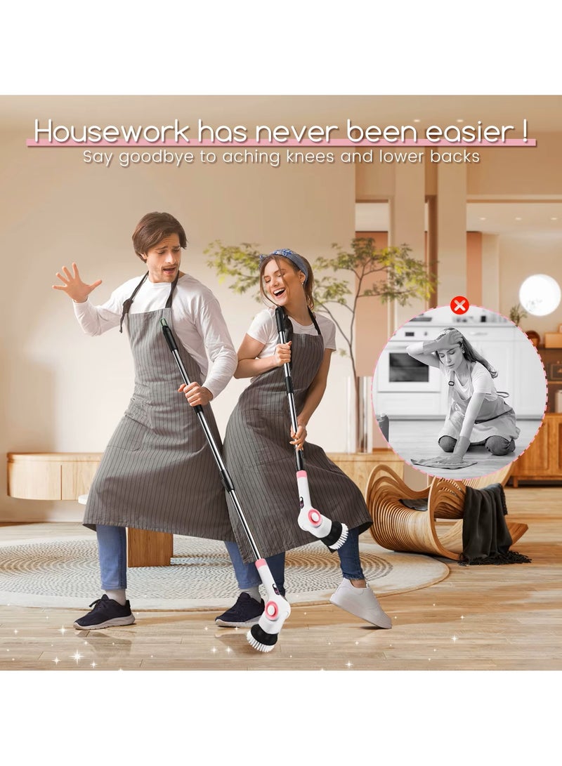 11-in-1 Electric Spin Scrubber – Rechargeable Cleaning Brush with LED Display, 3 Speeds, Long Telescopic Handle, Waterproof – Ideal for Bathroom, Kitchen, Tiles & Floors - Image 4