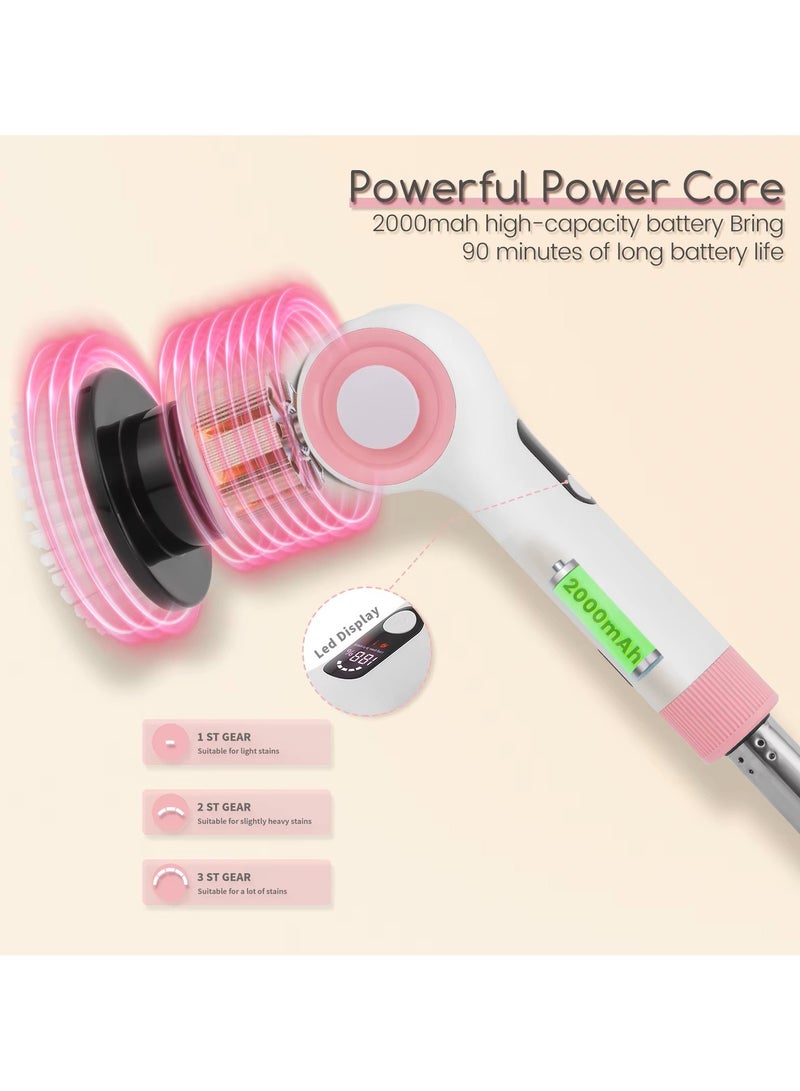 11-in-1 Electric Spin Scrubber – Rechargeable Cleaning Brush with LED Display, 3 Speeds, Long Telescopic Handle, Waterproof – Ideal for Bathroom, Kitchen, Tiles & Floors - Image 5