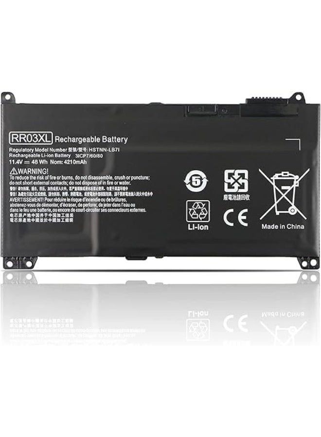 RR03XL Laptop Battery, 48Wh 11.4V 3930mAh 4-Cell Li-ion, Compatible with ProBook 430/440/450/455/470 G4/G5, MT20/MT21 - Image 1