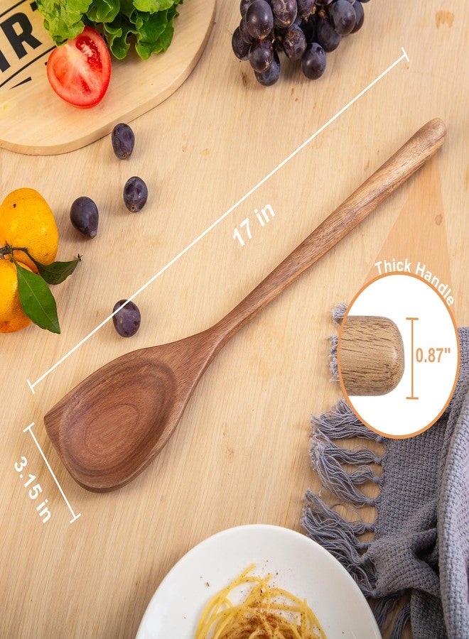 GinSent Large Wooden Spoon for Cooking,17 inch Big Wood Scoop Utensil for Deep Pot,Giant Acacia Wood Corner Spoon with Long Handle,Versatile Wood Spoons for Stirring,Flipping,Serving,Scraping - Image 3